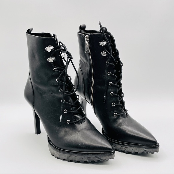 Michael Kors Kyle Lace Up Ankle Bootie Leather Black Size 6M Brand New - Picture 8 of 12